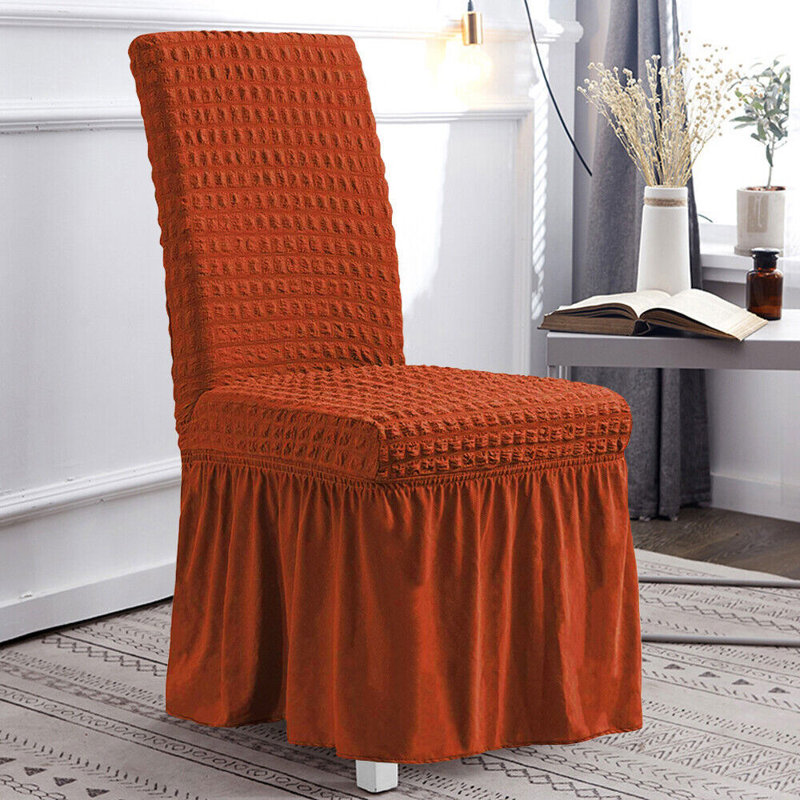 Housse pour chaise de salle à manger à coussins carrés 3D Spandex, Café, 1