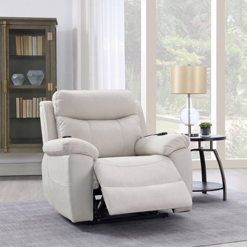 Beige Polished Microfiber With Power Motion Function With Recliner Function With Lift, Heating And With Massage Function Chair