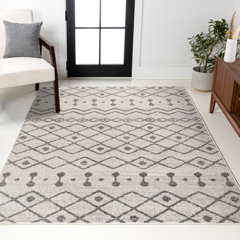 Bousquet Moroccan Beni Souk Cream/Gray Rug, Rectangle 3' x 5'