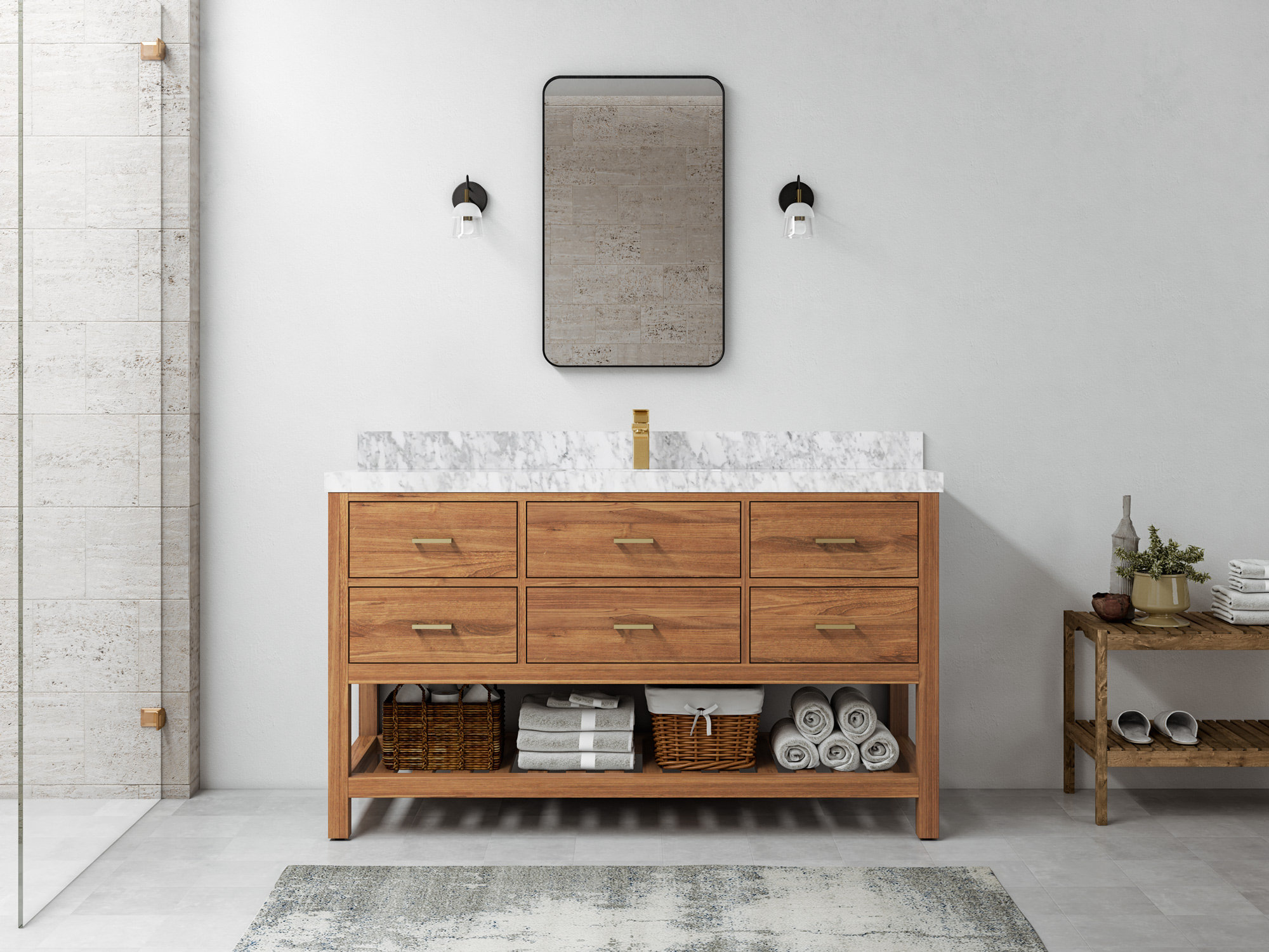 Willow Collections Parker Teak 60'' Single Bathroom Vanity Set | Wayfair