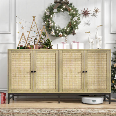 Buffet 59 po en rotin 59 po avec 4 portes Naturel