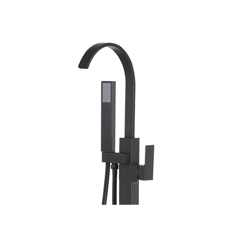 Imogene 1 Handle Floor Bath Filler with Diverter, Black