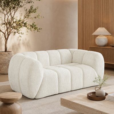 Modern Chenille Cloud Sofa with Quilted Seat and Rounded Armrests for Living Room and Apartment