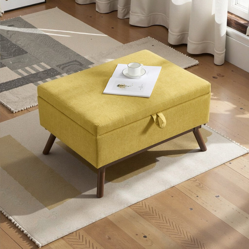 Table basse avec repose-pieds Mid-Century, Jaune