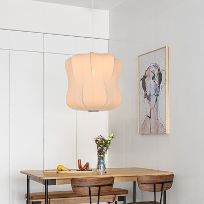 Modern Minimalist White Fabric Pendant Light for Living Room