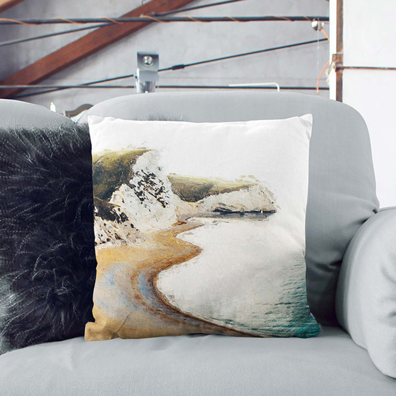 Square Cushion, 40cm H x 40cm W x 15cm D, White