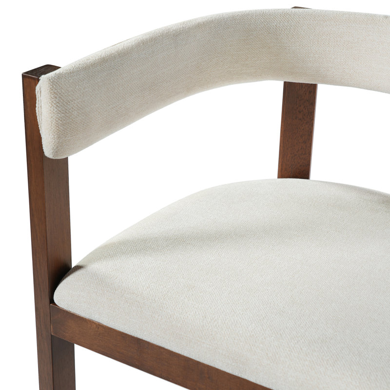 Tabourets de bar rembourrés Marlow Mid-Century, Coussin beige / structure en noyer