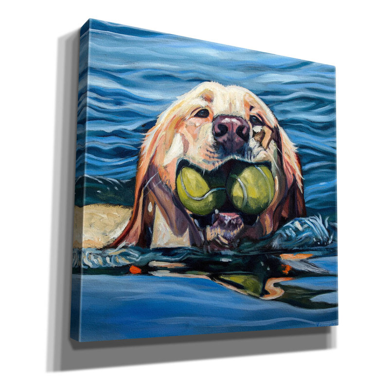 Toile épique Graffiti «Fetch» par Kathryn Wronski, 37 po x 37 po, H 37 po x l 37 po x P 1,5 po