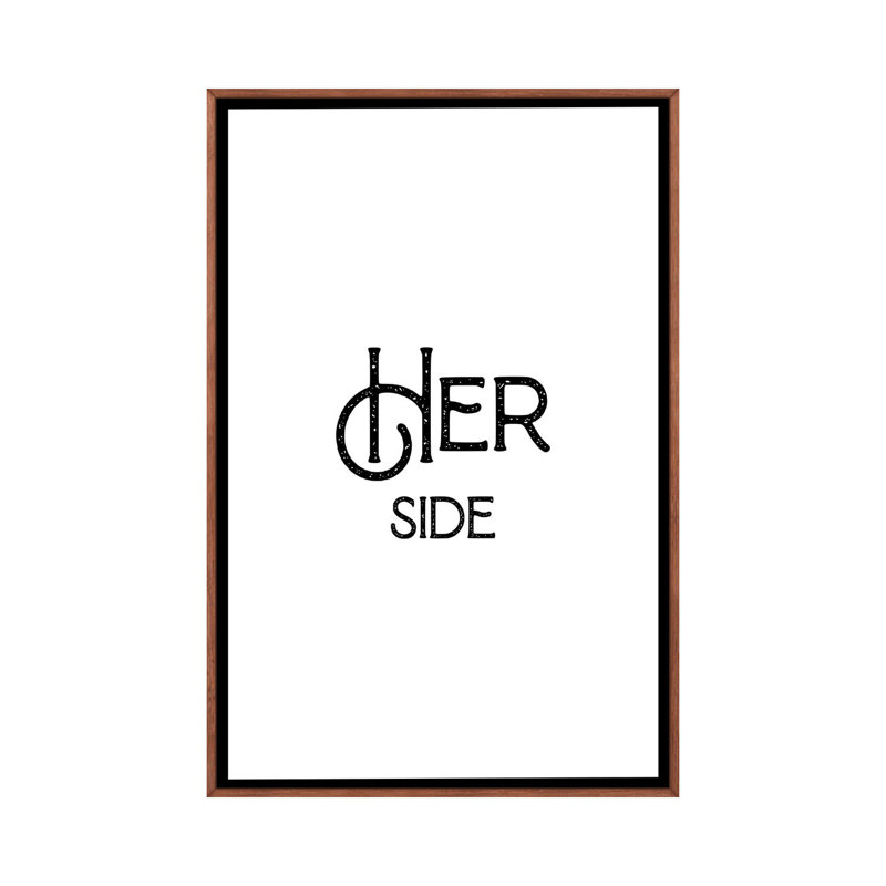 Her Side-impression d’art textuel, H 26 po x l 18 po x 1,5 po, Toile classique avec cadre brun, Pas de tapis