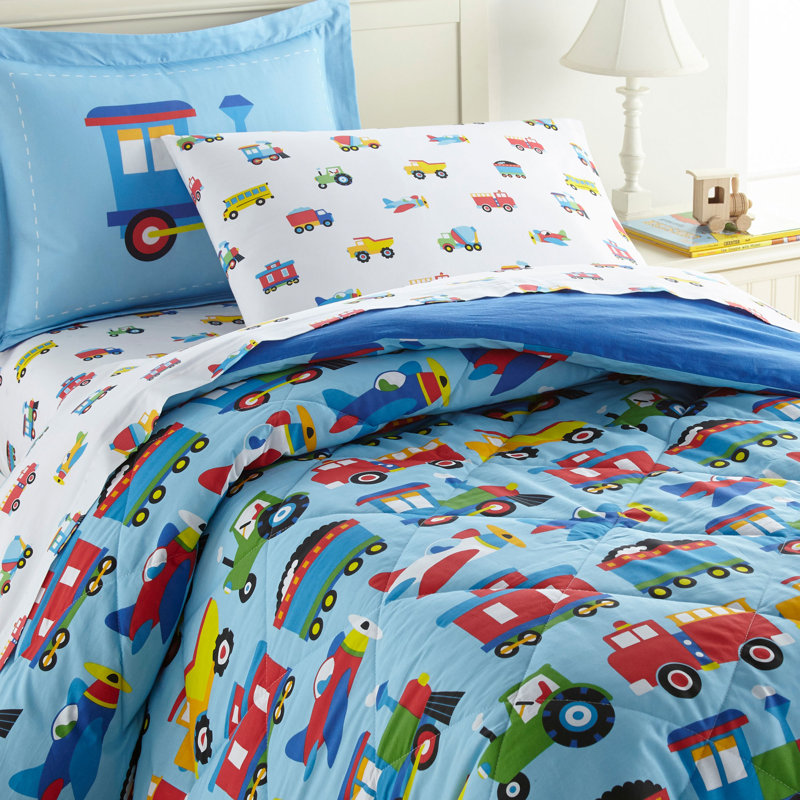 Ensemble de literie 7 pièces Wildkin - Édredon, draps et taie d'oreiller 100% coton 