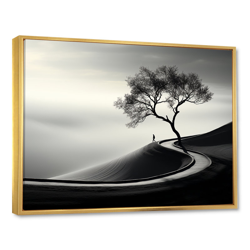 " Minimalism Wonderland Road Scenery ", Gold Floater Framed, 12" H x 20" W x 1" D