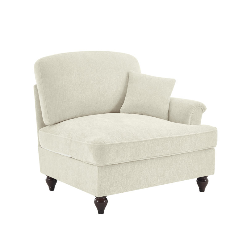 Sofa RSF Chenille W/1 Pillow -Beige, Beige/White