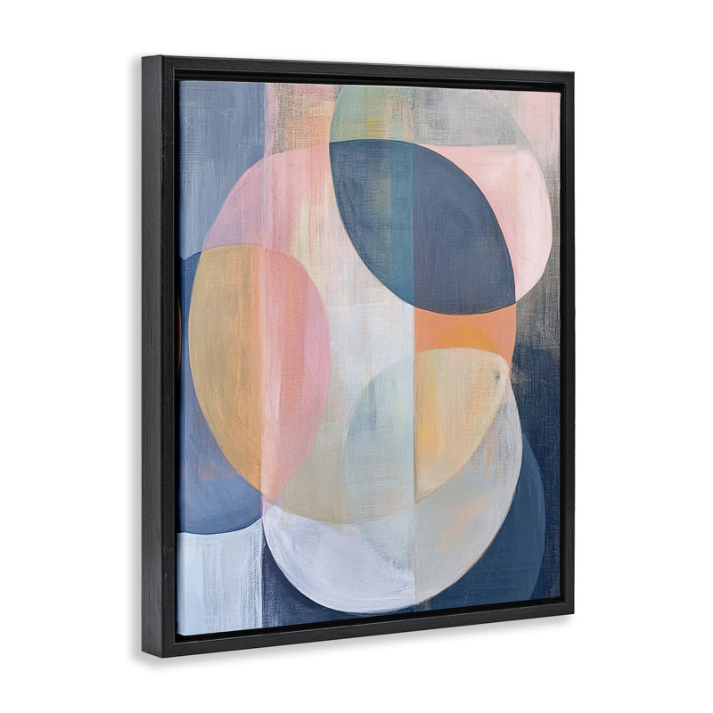 Cadre flottant pastel à motif géométrique rond, design par Ramona Murdock, H 31 po x l 25 po, Cadre flottant noir de jais
