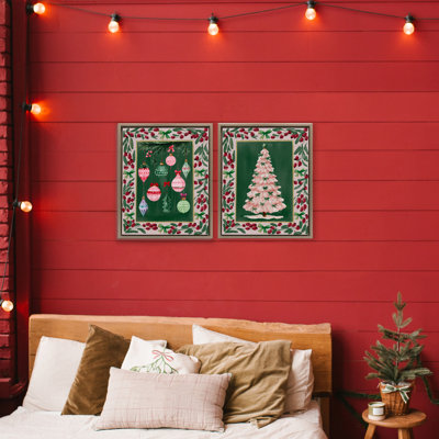 Ensemble de cadres flottants 2 pièces Vintage Ornaments & Tree Border, design par Yen