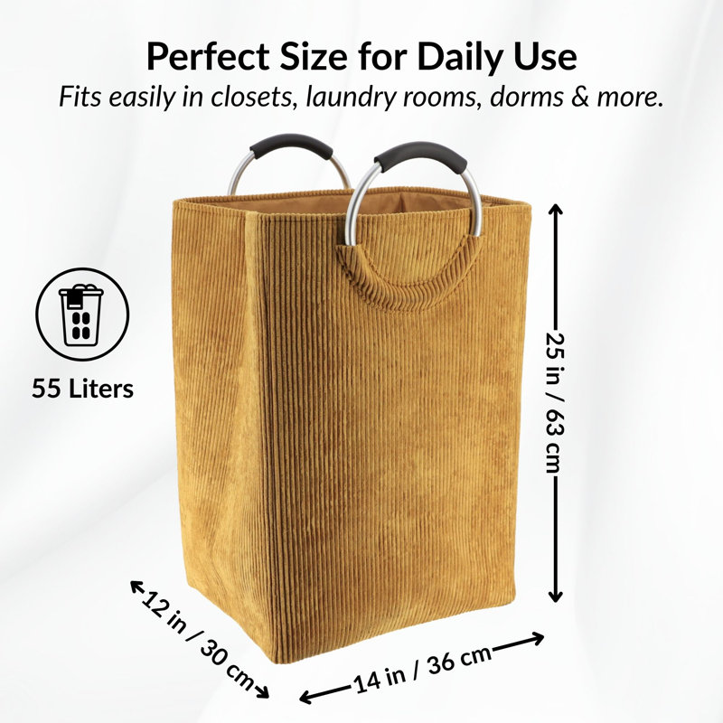 Corduroy Laundry Basket 55L, Yellow