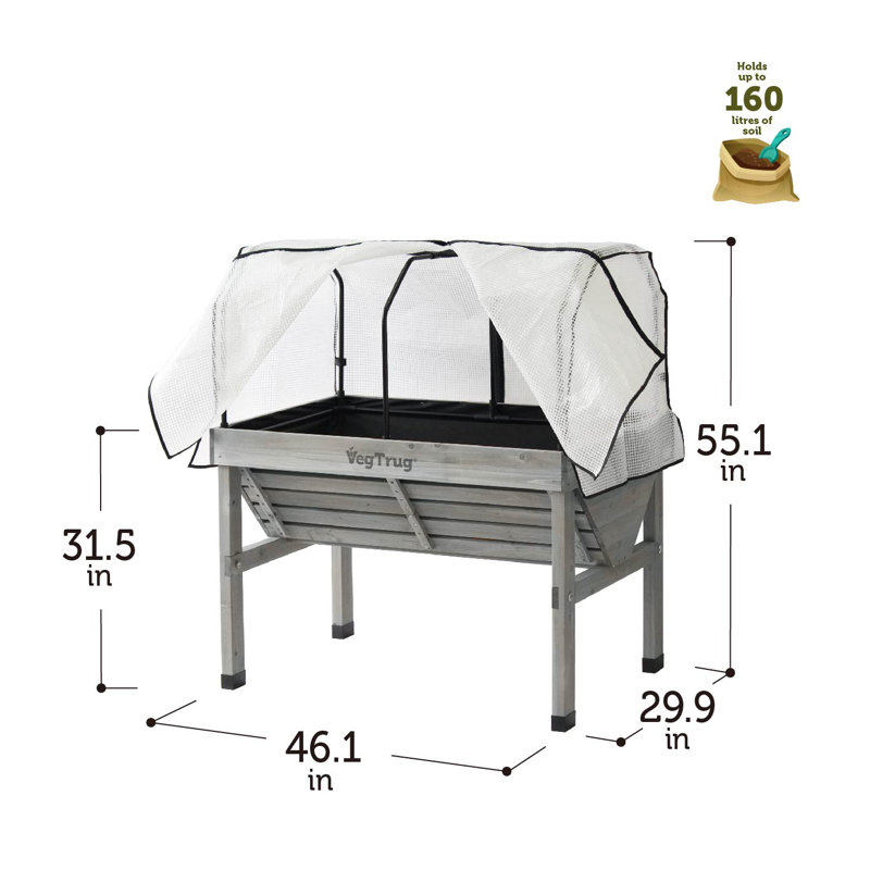 Wood Raised Garden Bed, Gray