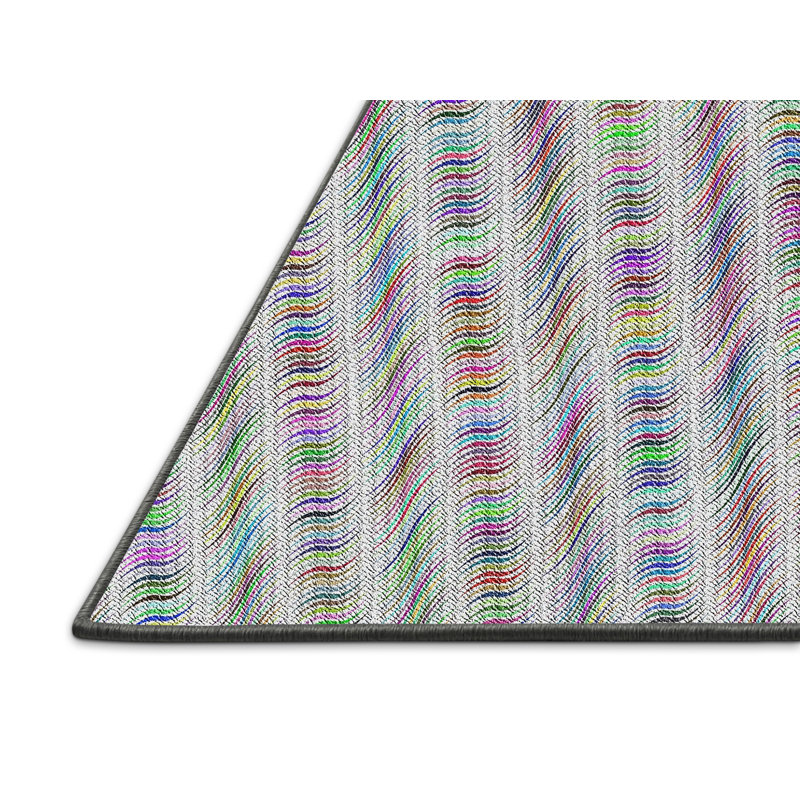 Tapis gris/vert/rouge à motifs, Rectangle 4 pi x 6 pi