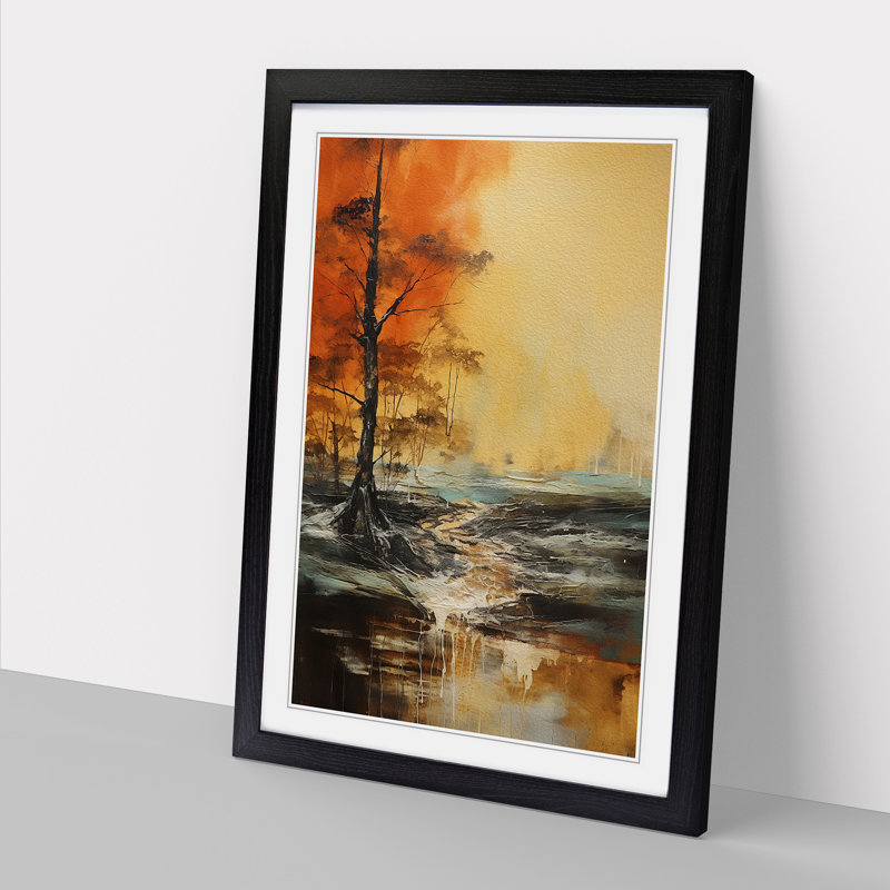 Landscape Gestural - Framed Print, 64cm H x 46cm W x 2cm D, Black 