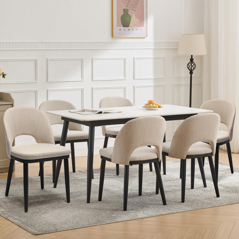 Upholstered Dining Chair, 1, Beige