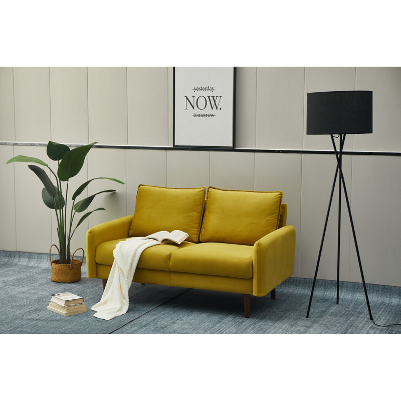 Emteas 57.3'' Velvet Loveseat, Goldenrod Velvet