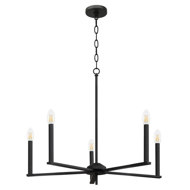Lustre noir mat 5 lumières, 1, 5, Noir