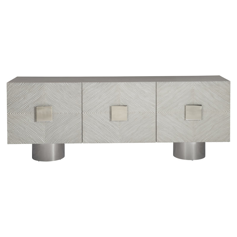 Ciara Transitional Gray 85.75'' Sideboard with Carved Doors