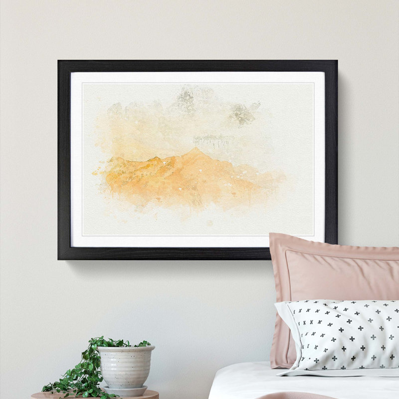 Distant Mountain in Abstract - Picture Frame Graphic Art Print, Black Framed, 36cm H x 48cm W x 2cm D