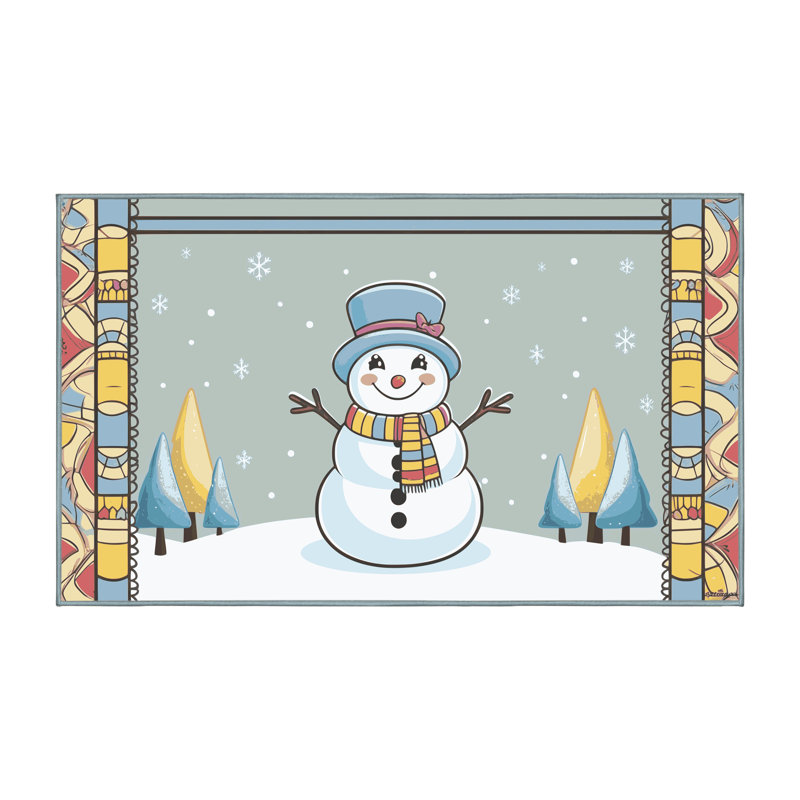 Tapis de vacances d'hiver de Noël lavable The Holiday Aisle®, Rectangle 6 pi x 9 pi