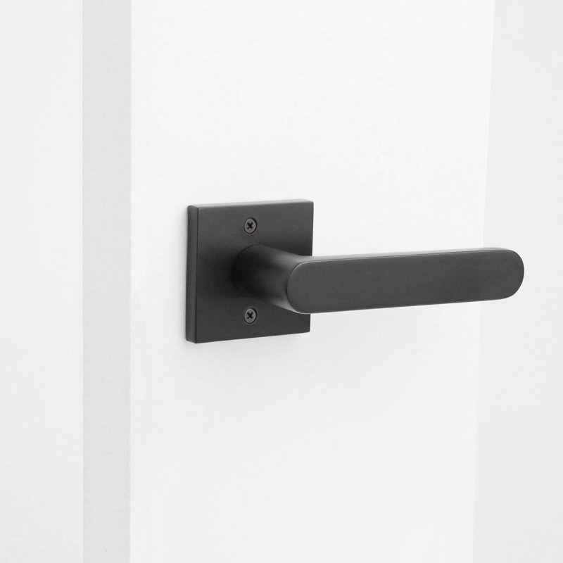 Levier de porte moderne noir mat double Chrystie, Noir mat, Gauche, Mannequin