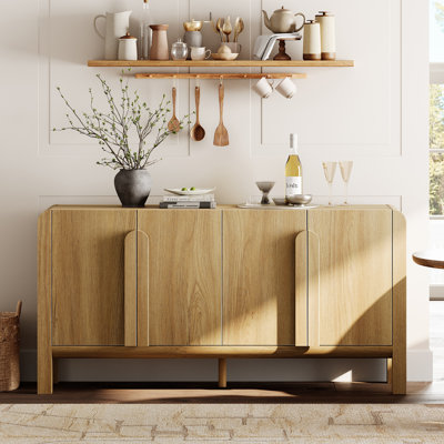 Buffet moderne de 63 po - Buffet de rangement 4 portes pour la salle à manger, le salon et la cuisine - Bar à café, bar à vin et garde-manger