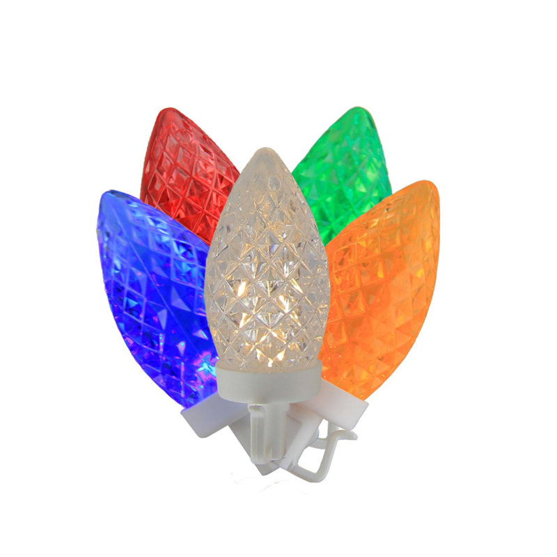 100 lumières de Noël C9 de longueur commerciale sur bobine - 41 pi de fil blanc, Multicolore