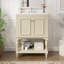 Meuble-lavabo de luxe moderne de 24 po avec lavabo en céramique, tablette ouverte et rangement fermé pour un design élégant-129184373
