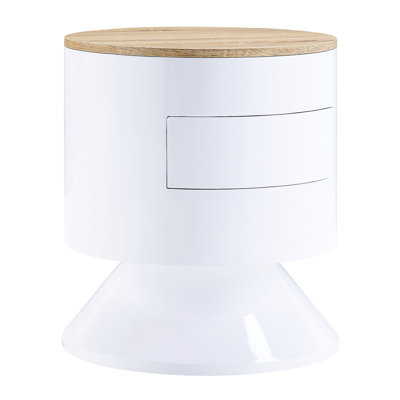 Table d'appoint blanche ultrabrillante avec rangement et présentoir - entièrement assemblé, assemblage rapide - utilitaire de décoration en bois sans assemblage, assemblé