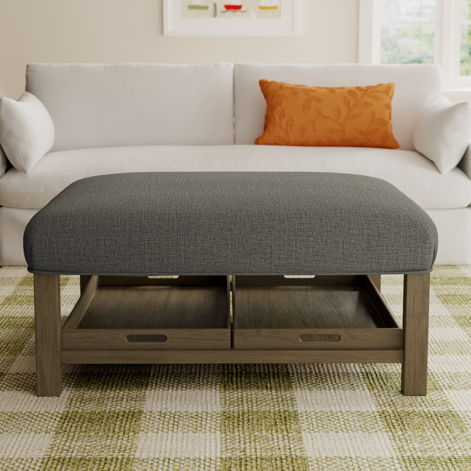 Manorville 42" Ottoman, Drusky Gray Performance
