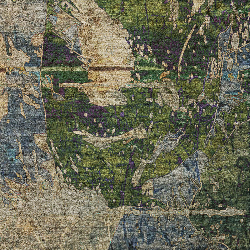 Premium Machine Washable Dream Shag ADS555 Abstract Fauna Rug, Taupe, 5' x 7'6"