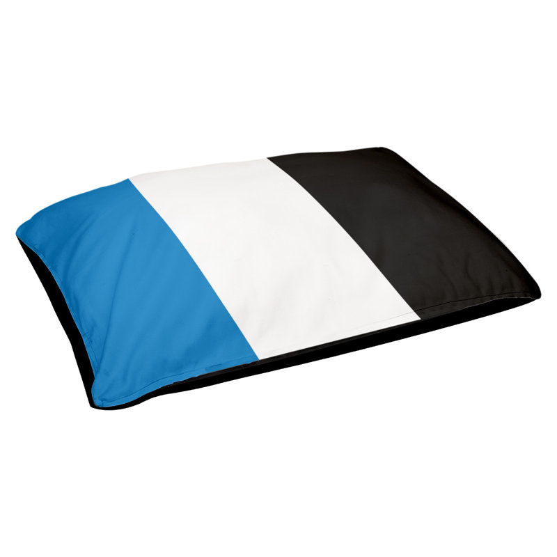 Coussin rectangulaire designer Atlanta, Moyen (L 18 po x l 28 po), Bleu / blanc / noir