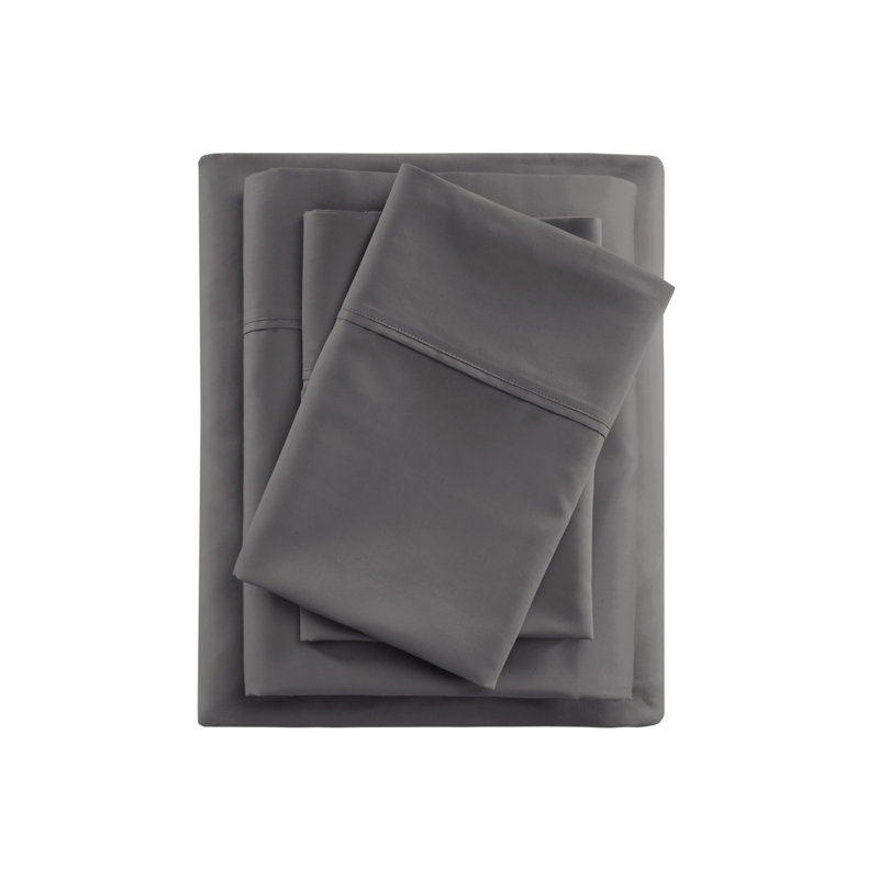 4-Piece Cooling Cotton Blend Sheet Set for Cal King, Gray