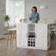 Armoire à vin avec porte-bouteilles et porte-verres, avec abattant, prise de courant et support à vin-126596601