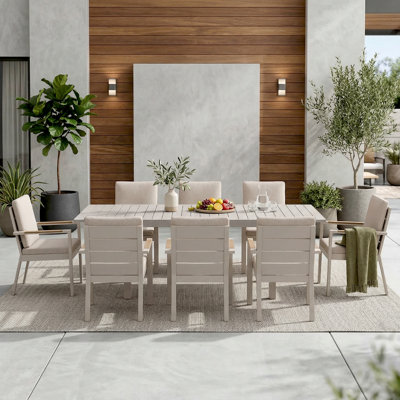 Ensemble repas d'extérieur pour 8 personnes avec table rectangulaire extensible Guildford