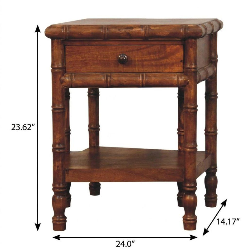  Table de chevet à un tiroir en bois de châtaignier massif 24 po Montroseland, Châtaigne