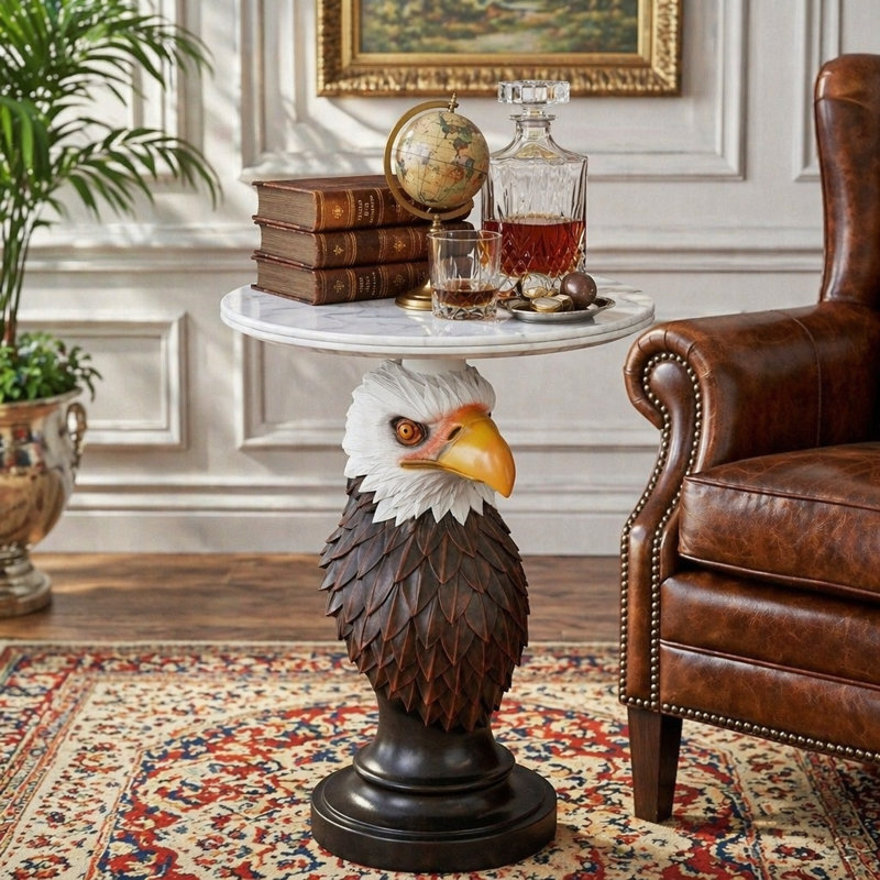 Tables d'appoint de table d'appoint, Brown + Antique White-Eagle