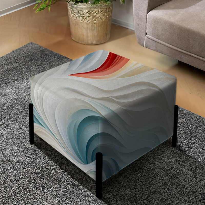 Blanc et bleu Marble Wave - Repose-pieds carré en marbre