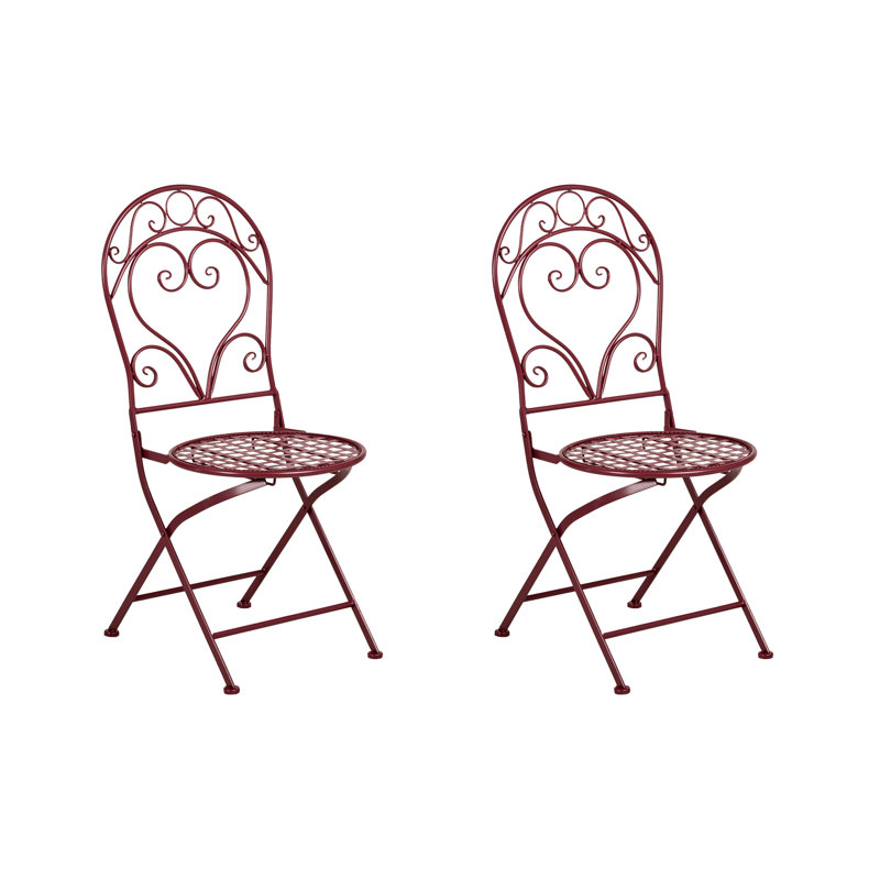Folding Patio Dining Side Chair, Red