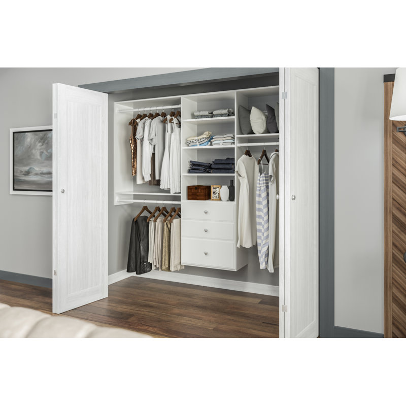 Tiroir à quadrillage en bois manufacturé, Blanc, H 12 po x l 24 po x P 14 po
