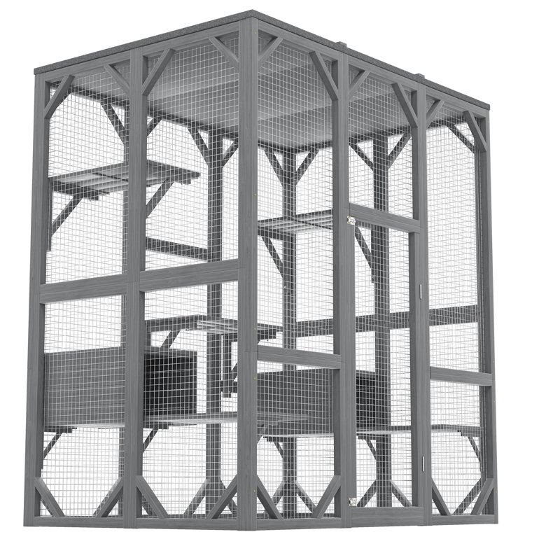 Cages et parcs pour chat en bois durable, conception moderne et spacieuse pour une utilisation extérieure