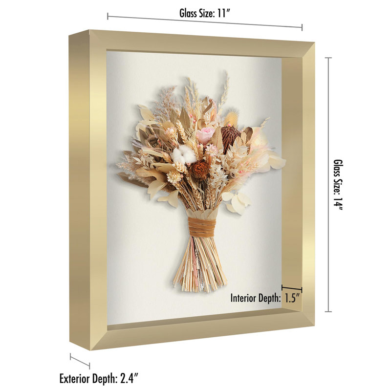 11X14 Shadow Box Frame With Shatter-Resistant Glass - Silhouette Collection - Large Shadow Box Display Case For Tabletop And Wall Display - Gold With Soft Felt Back