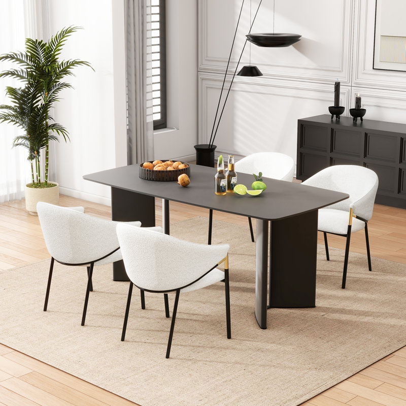 Ensemble de 4 chaises de salle à manger rembourrées avec pieds en métal Everden, 4