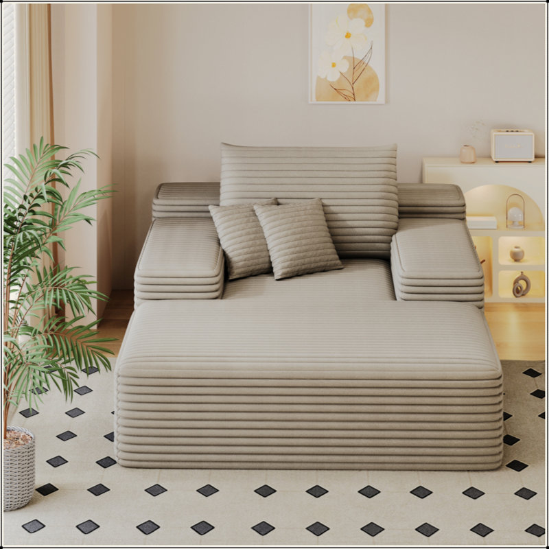 68 po x 51 po Méridienne intérieure, canapé-lit rembourré surdimensionné, canapé-lit, chaises de lecture, coussins moelleux en fausse fourrure, nuage, canapés pour le salon