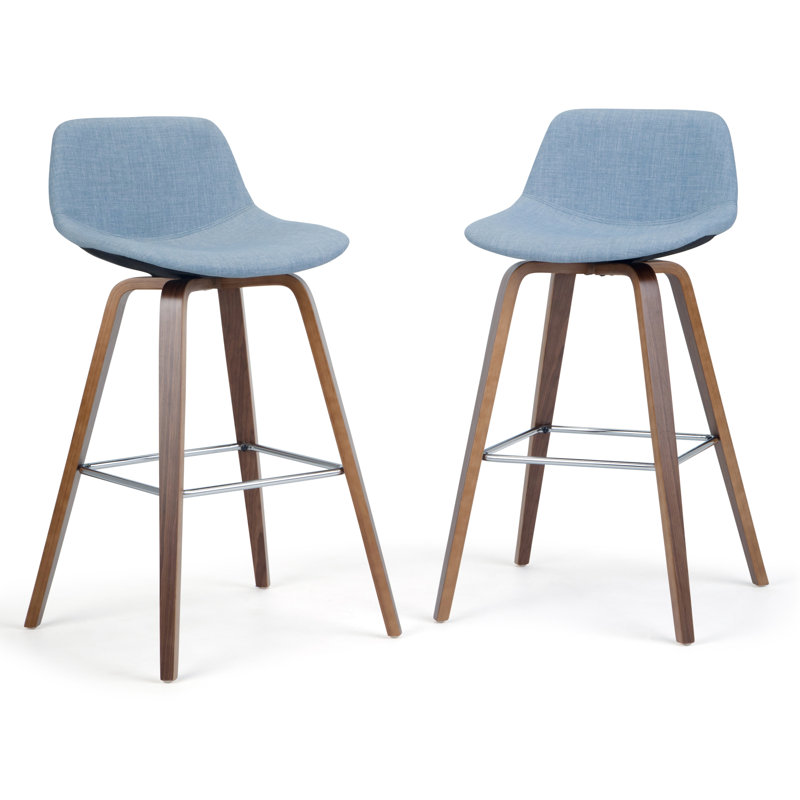 Tabouret de bar et de comptoir Randolph, Tissu en polyester aspect lin - gris denim