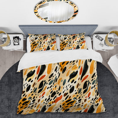 Ensemble de housse de couette jaune et noir Wild Cheetah Print II